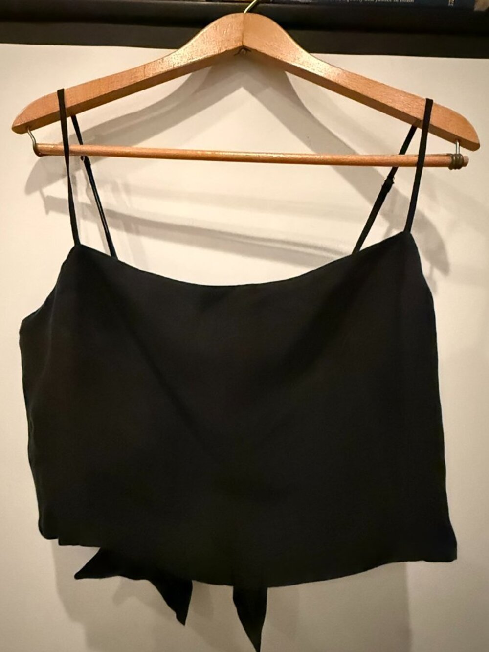 J.Crew black tie-back cropped camisole top